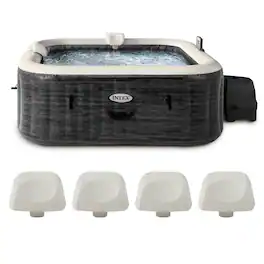 Intex - PureSpa Plus Inflatable Square Hot Tub & Cushioned Pillow, White (4 Pack) - Gray