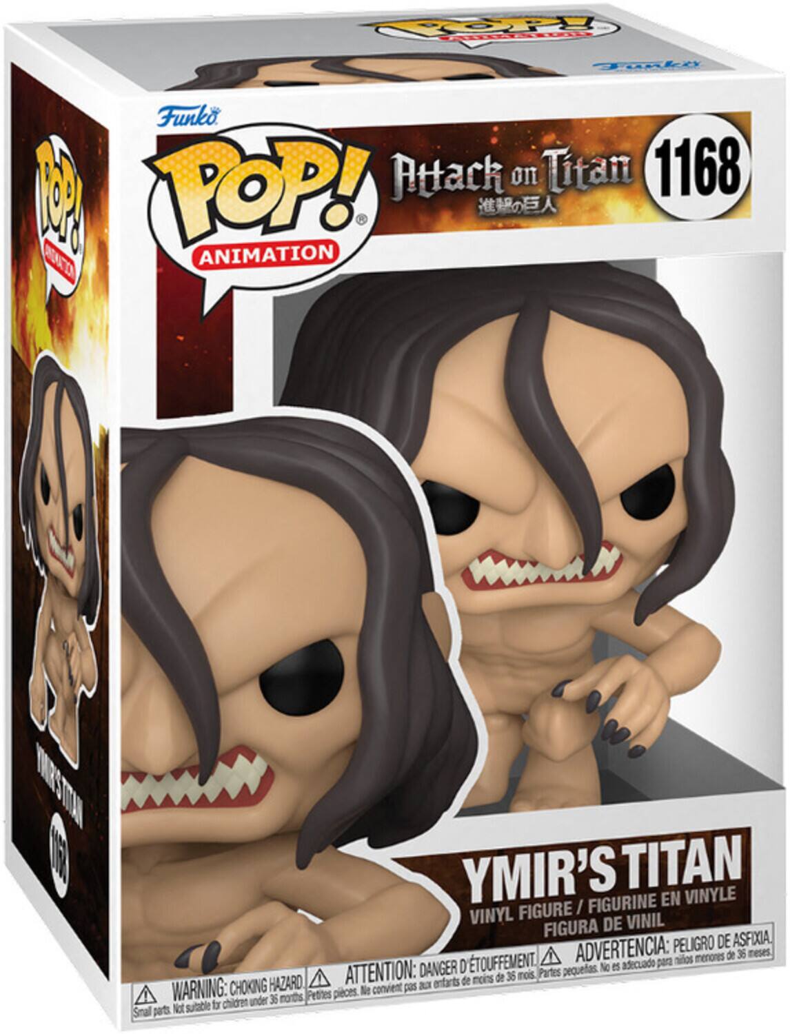 Funko 1 POP! Attack on Titan 1168
OA ANIMATION STOA YMIR'S TITAN FIGURINE EN VINYLE FIGURE  VINYL DE VINIL FIGURA ASFIXIA ADVERTENCIA: PELIGRO DE menores de 36 meses TOUFFEMENT. adecuado para nios ATTENTION: DANGER D Partes pequeas No es de moins de 36 mois WARNING: CHOKING HAZARD convient pas a entarts Petites pieces. Ne children under 36 months Not suitable fr Snal pats