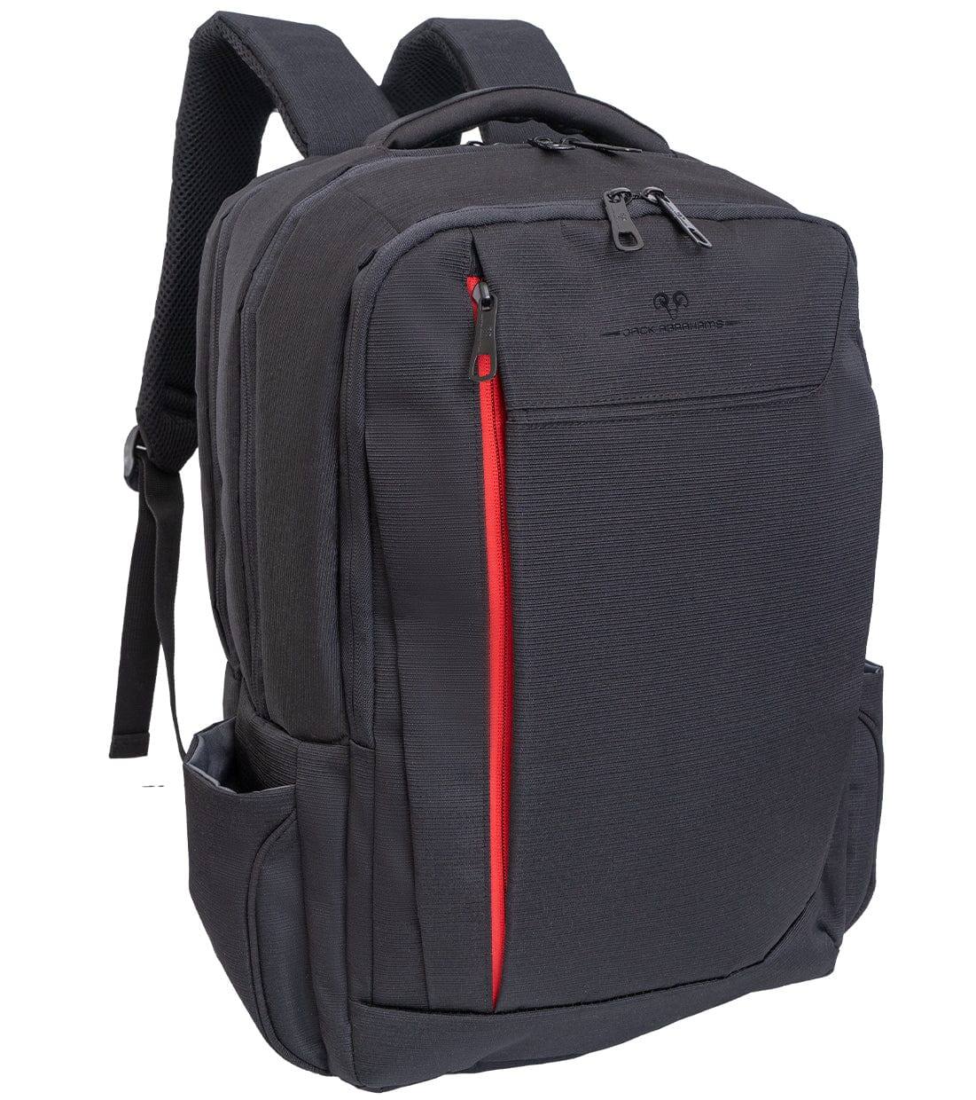 Front. Jack Abrahams - Jack Abraham's Columbia Men's 18-Inch Lightweight Textured Backpack with USB Port - black.