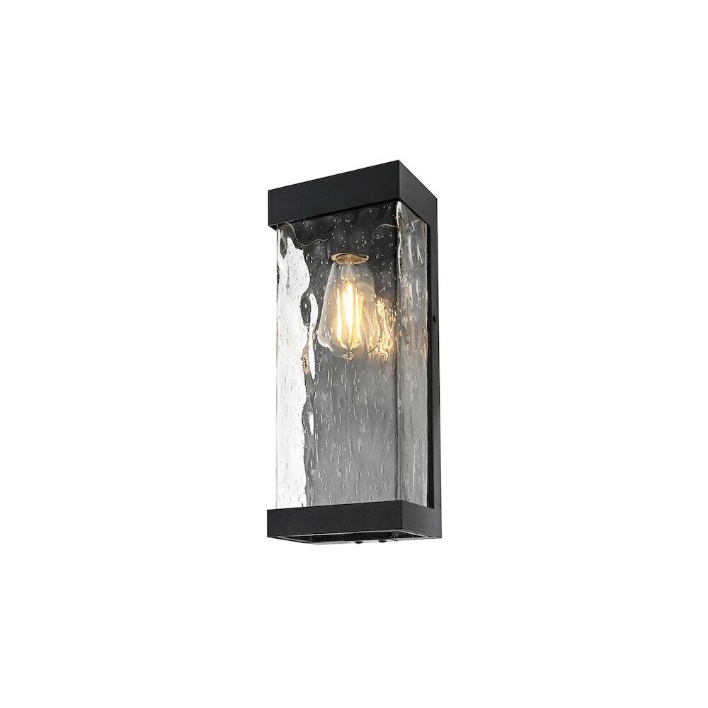 Left. Elegant Lighting - Thompson 7 inch Outdoor Pendant in Black - Black.