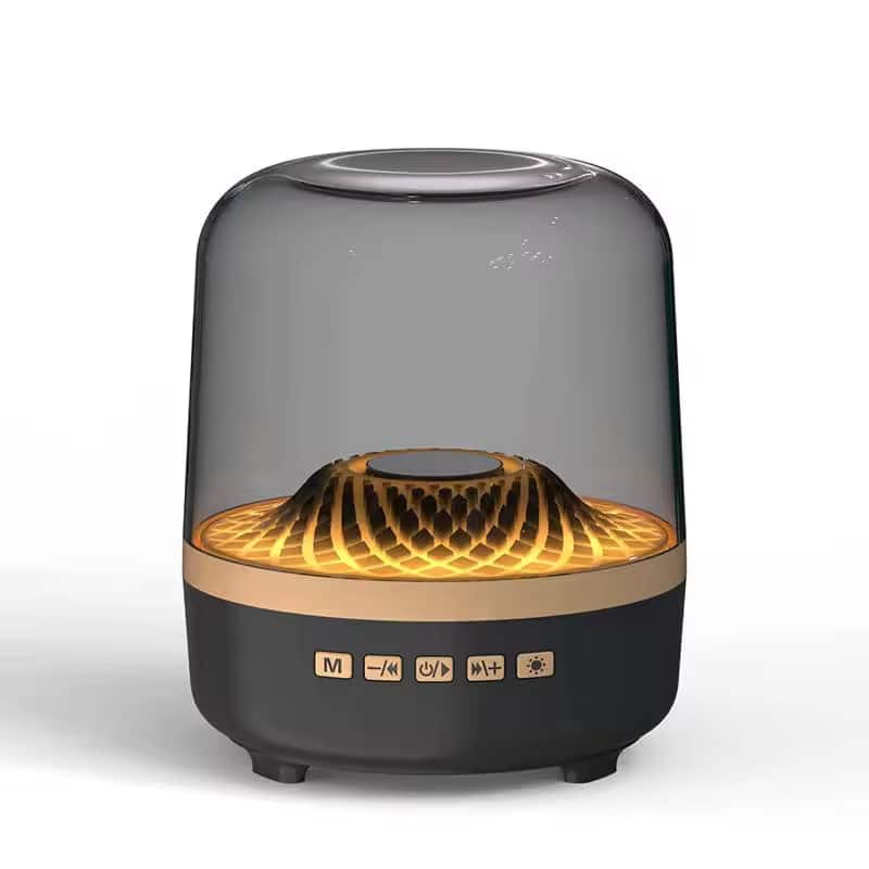 Cluzine - 5th Gen Glass Bluetooth Speaker, 360° Surround Sound, RGB Light, 4 Modes for Desktop