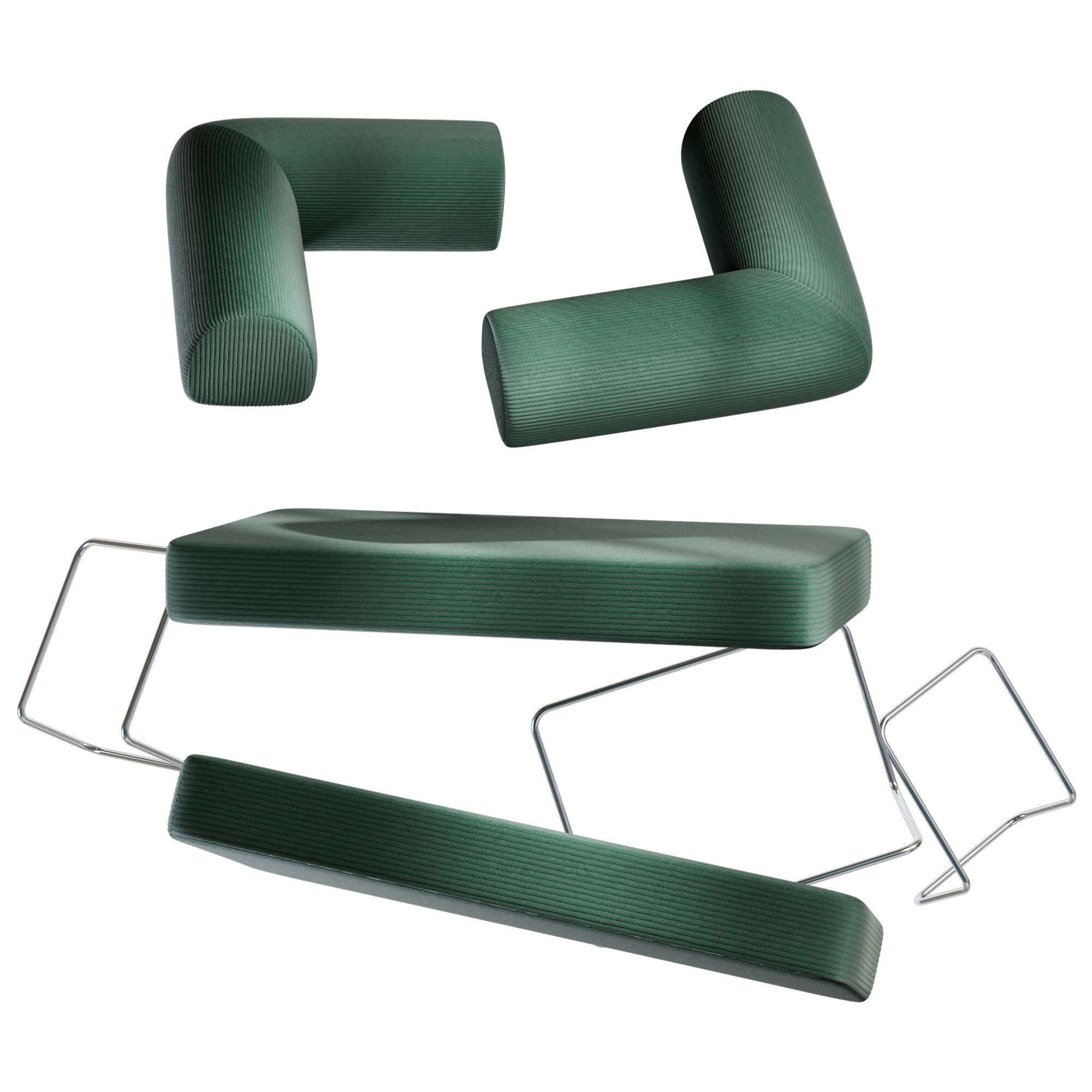 Angle. KERDOM - 62'' Wide Corduroy Sleeper Sofa Bed, Convertible Loveseat Sofa With Pull-out Bed, Foldable Spliced Block Lounge Couch - Green.