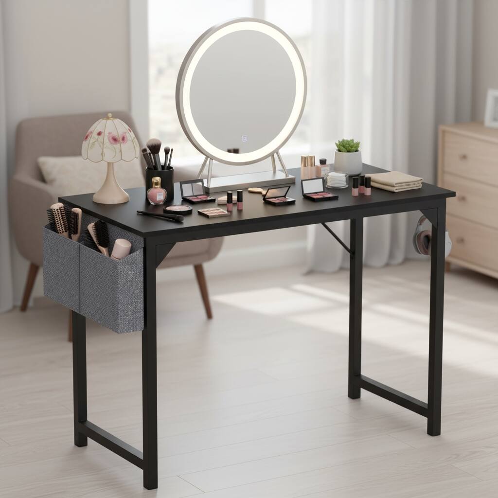 Alt View 6. AOITUN - 40 Inch Computer Desk with Storage Bag - Compact Black Desk for Home Office, Work Desk Home Office - Steel.