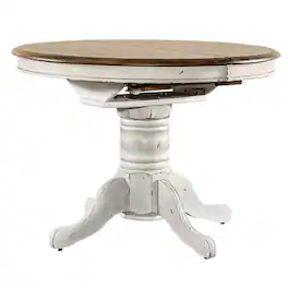 Liberty Furniture Industries - Pedestal Table Set- White in Rubberwood Solids - White W/ Antique Honey Top