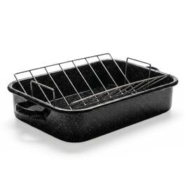 Granite Ware - 19" Rectangular Roasting Pan With V-Rack - Black