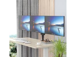 Rosewill - Triple Monitor Mount, 15-27" Up to 17.6lbs, Gas Spring Stand with Swivel, Tilt, Rotation - Black