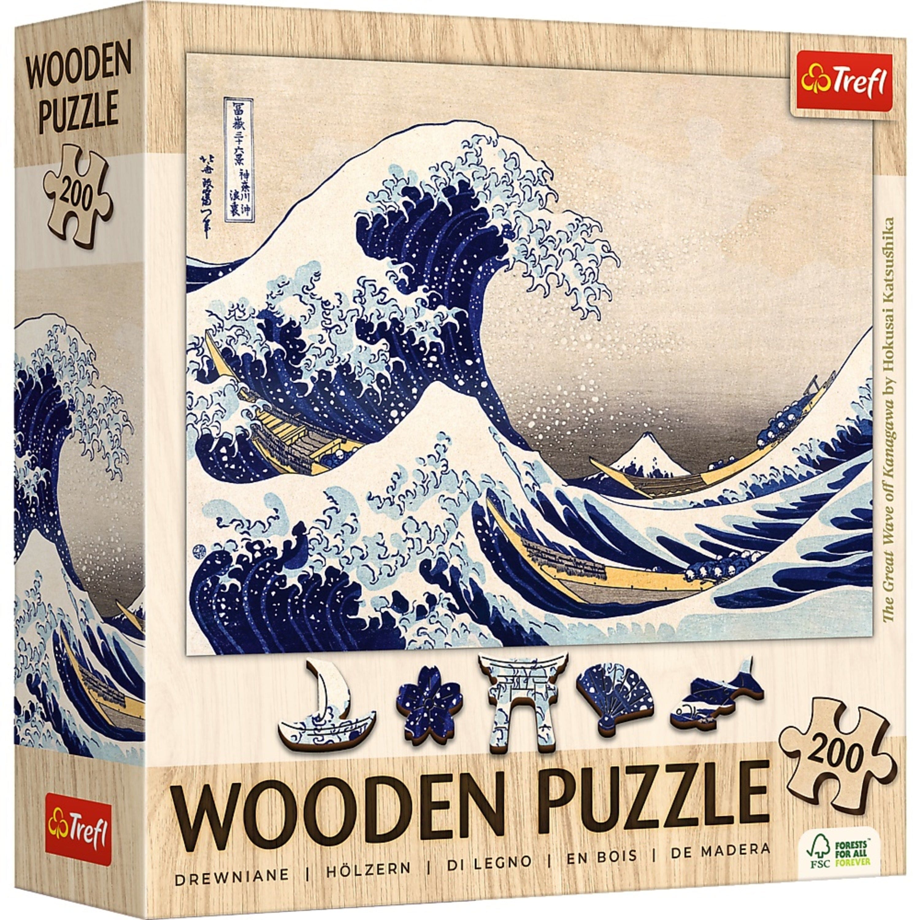 WOODEN PUZZLE  
200  
Trefl  
Katsushika Hokusai  
The Great Wave off Kanagawa  
WOODEN PUZZLE  
DREWNIANE | HOLZERN | LEGNO | EN BOIS | DE MADERA  
FORESTS FOR ALL FOREVER  
FSC