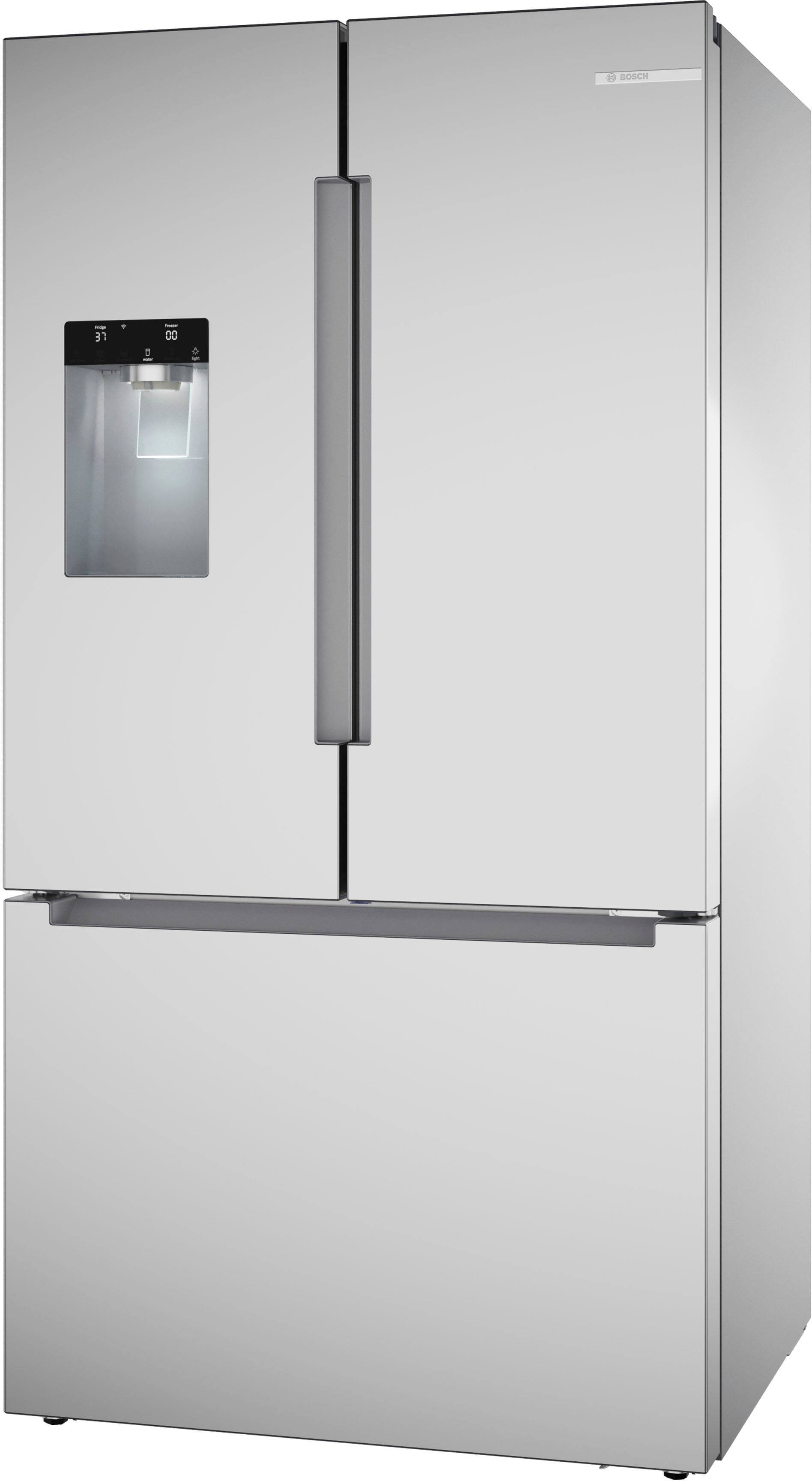 Alt View 1. Bosch - 100 Series 26 Cu. Ft. Bottom-Freezer French Door Smart Refrigerator with External Ice and Water - Stainless Steel.