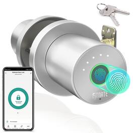 Fitnate - Biometric Digital Door Lock Fingerprint Door knob with App Control for Home - Silver