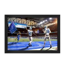 Sporticulture - Amon-Ra St. Brown and Jared Goff Detroit Lions Framed Two-Player Art Print - Blue