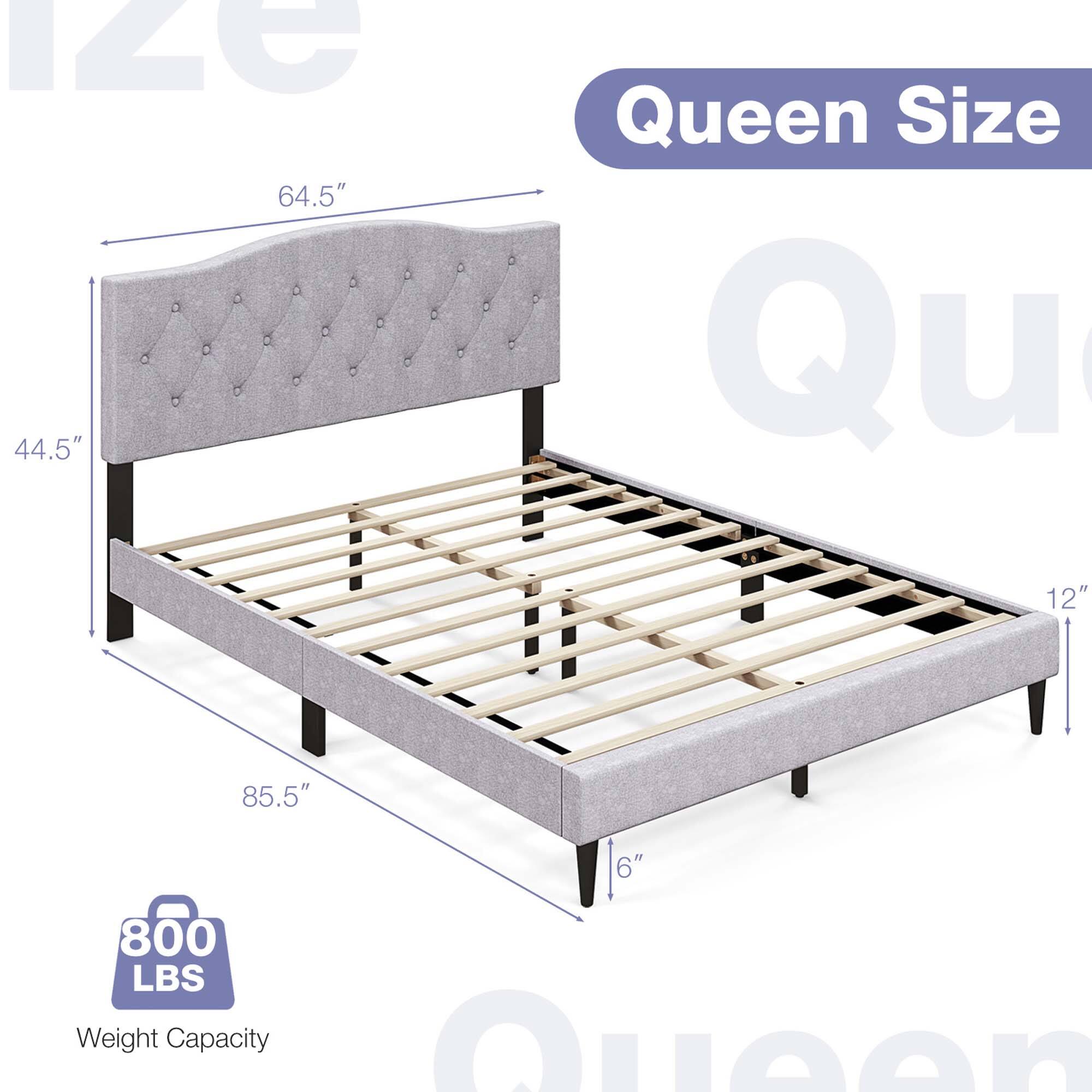 Queen Size Bed: 12" 85.5" 6" 800 LBS Weight Capacity