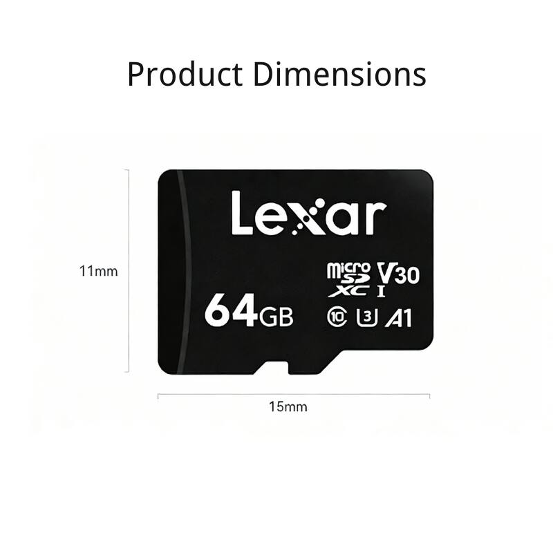 Product Dimensions: 11mm x 15mm

Lexar microSD V30 XC I 64GB CC 10 3J 3 A1
