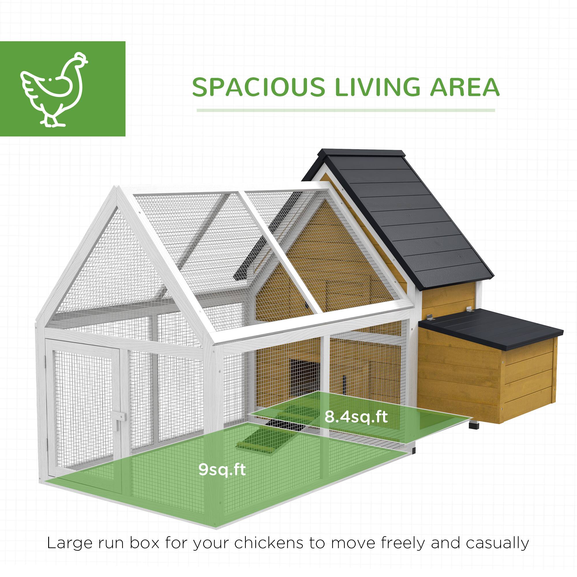 SPACIOUS LIVING AREA

8.4sq.ft

9sq.ft

Large run box for your chickens to move freely and casually