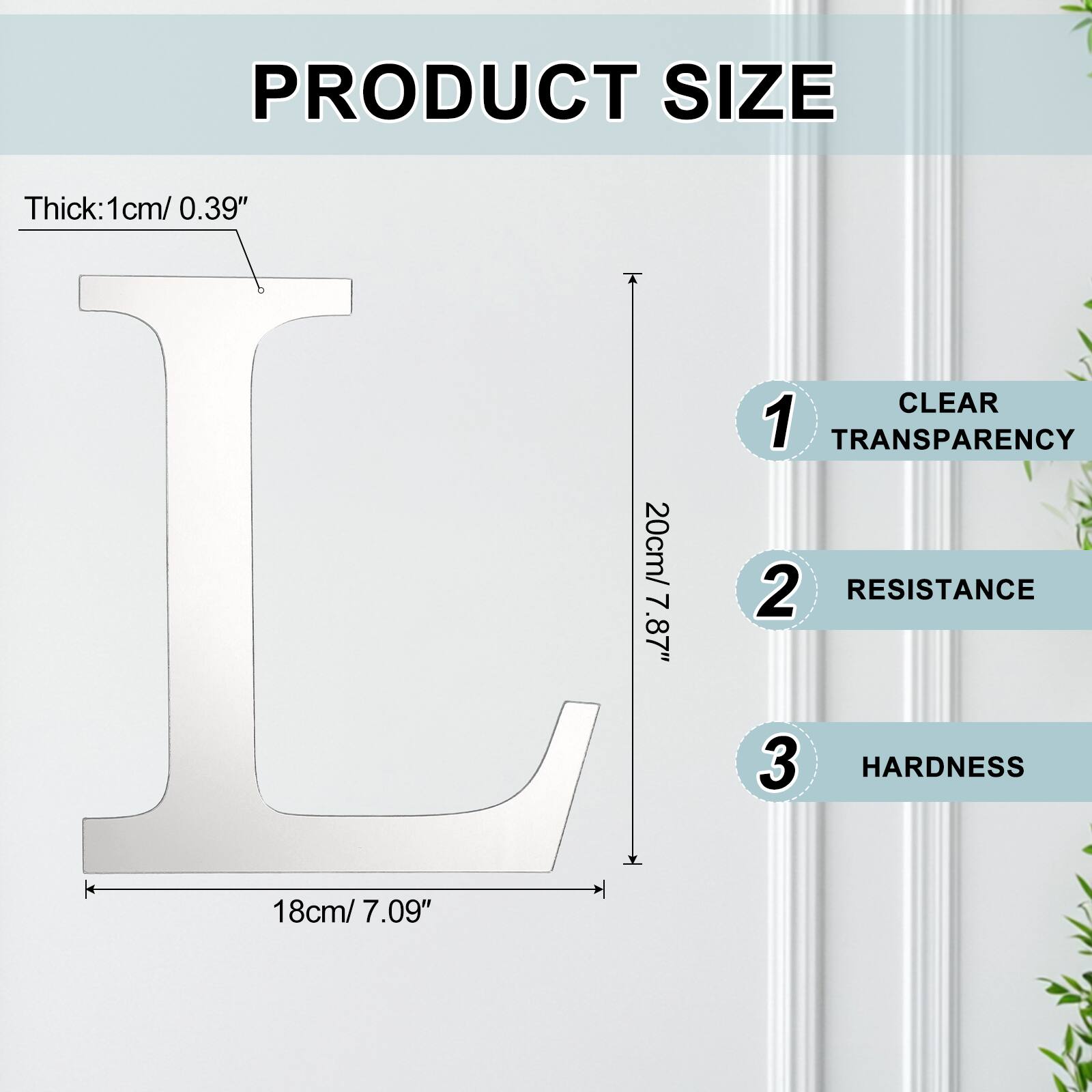 PRODUCT SIZE

Thick: 1cm/0.39"

1. CLEAR TRANSPARENCY
2. RESISTANCE
3. HARDNESS

20cm/7.87"
18cm/7.09"