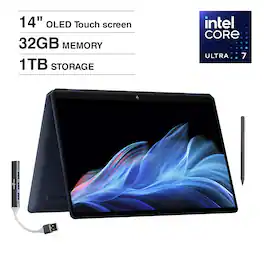 HP - Omnibook Ultra Flip 2-in-1 Laptop 14.0 2.8K Display (Ultra 7-258V, 32GB, 1TB SSD, Win 11 Pro) w/USB Hub - Atmospheric Blue