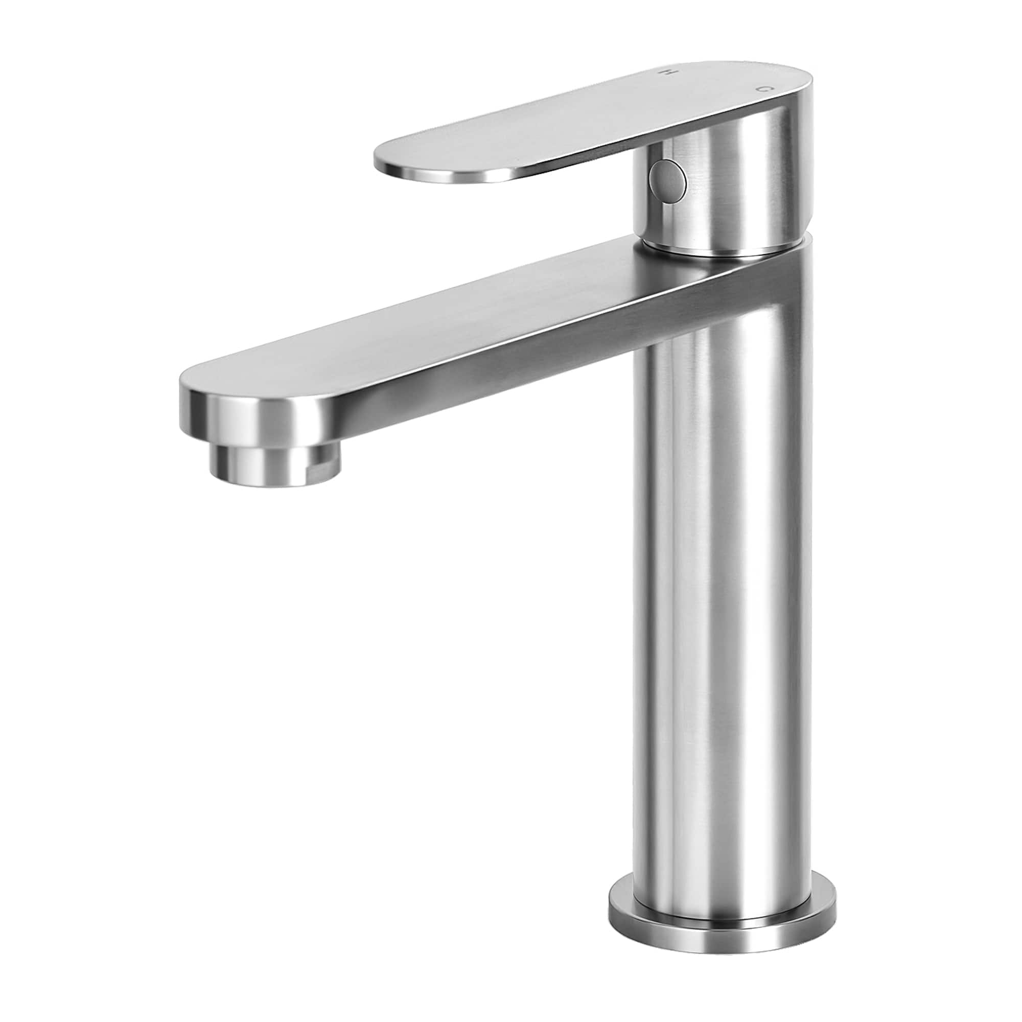 Front. Akicon - Akicon Single Handle Stainless Steel Bathroom Faucet in Brushed Nickel - Brushed Nickel.