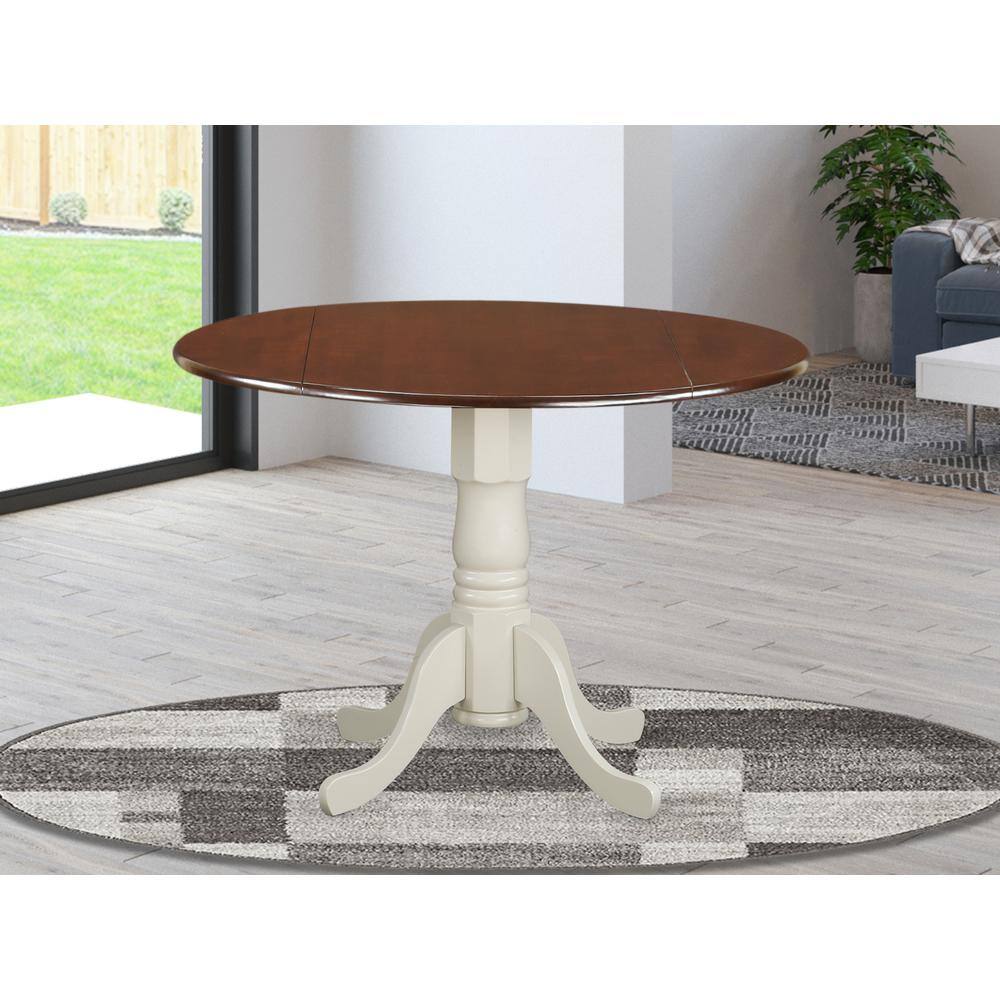 Angle. East West Furniture - East West Furniture DLT-MLW-TP Dublin Modern Dining Table, a Round Kitchen Table with Dropleaf & Pedestal Base - Brown.