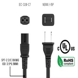 Sanoxy - Cables and Adapters; 15ft 18 AWG 2-Slot Polarized Notebook Power Cord (IEC320 C7 to NEMA 1-15P) - Black