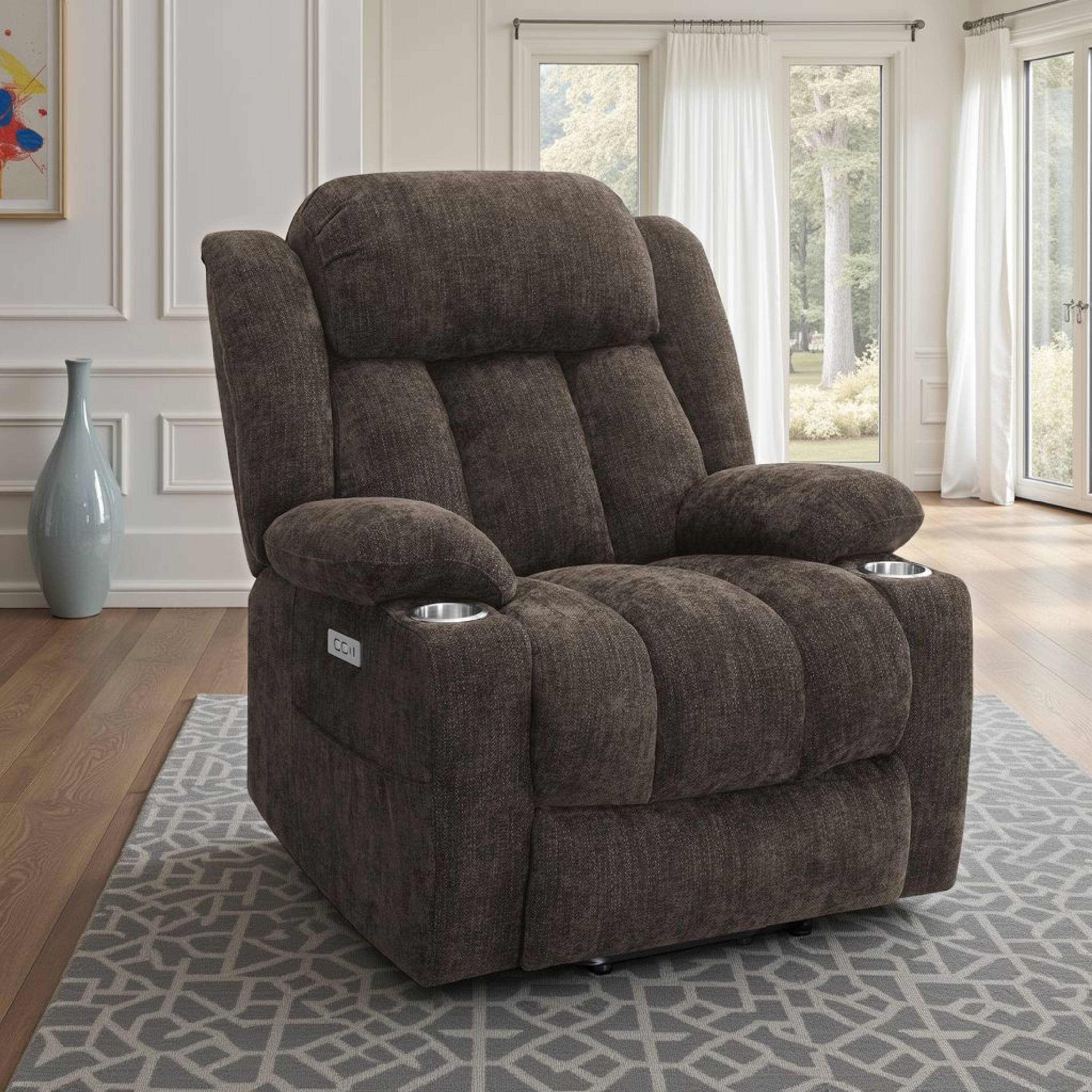 Alt View 2. Manhattan Lane - Limi Power Lift Recliner Chair,  , USB Port, Cupholders - Brown.