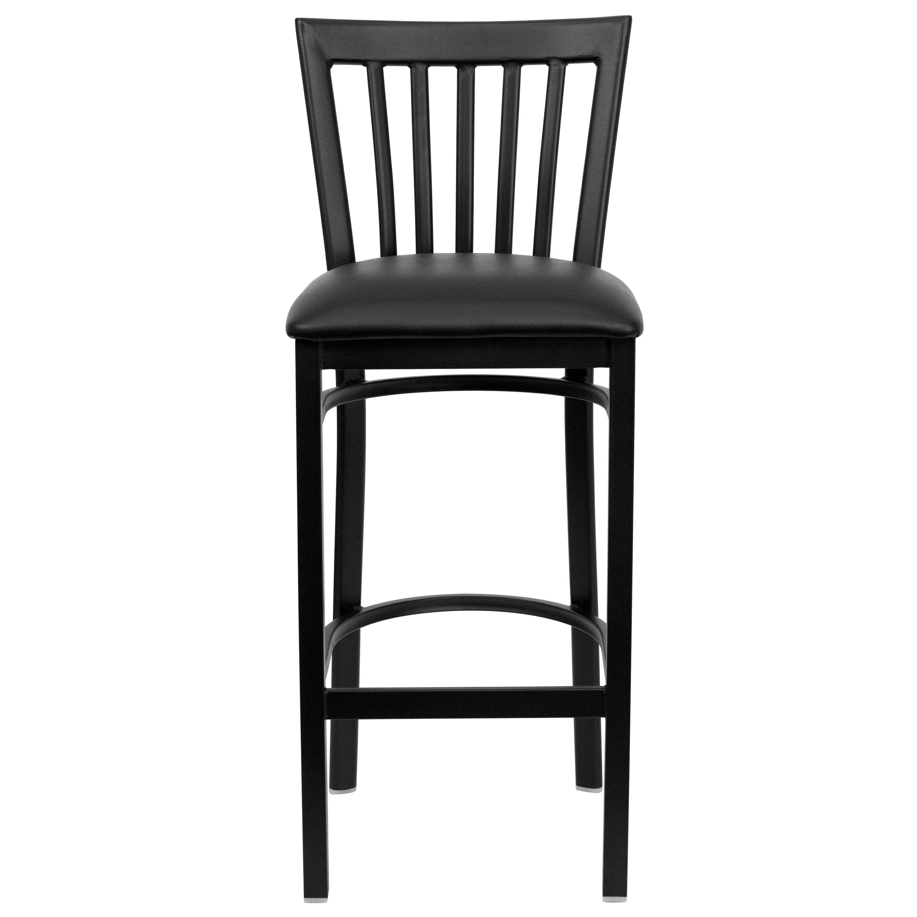 Alt View 7. Emma + Oliver - School House Back Metal Restaurant Dining Barstool - Black Vinyl Seat/Black Metal Frame.