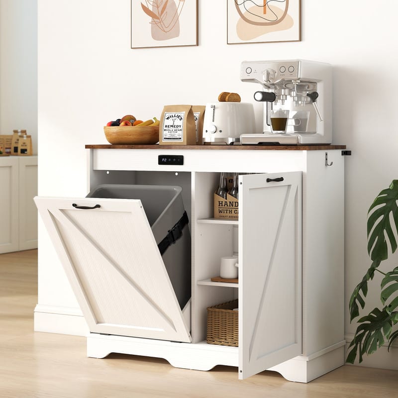 Skyzoo Tilt Out Trash Can Cabinet with Ozone Deodorizing, 10 Gal