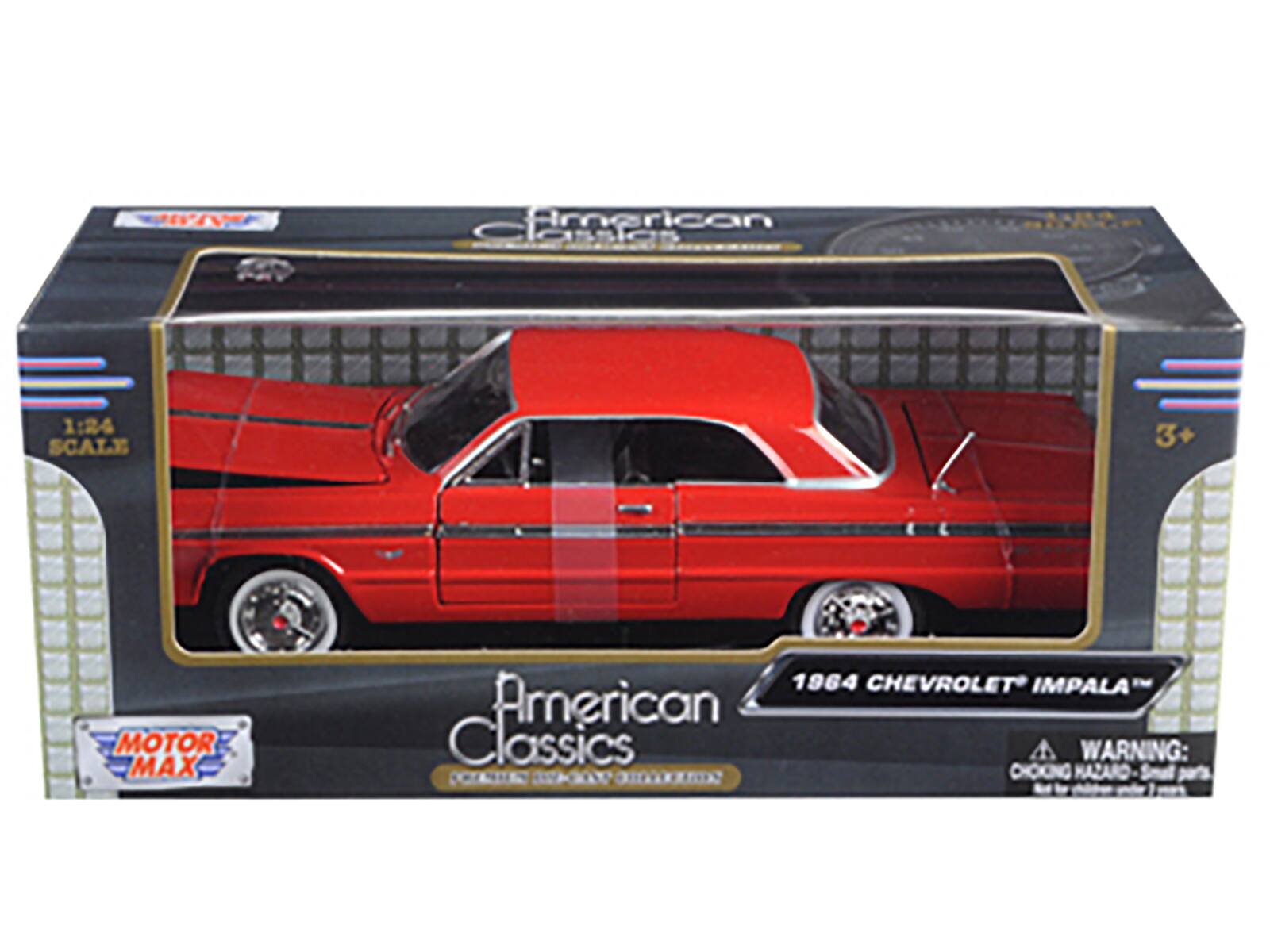 American Classics  
1:24 SCALE  
3+  
MOTOR MAX  
1964 CHEVROLET IMPALA  
WARNING: CHOKING HAZARD - Small parts. Not for children under 3 years.