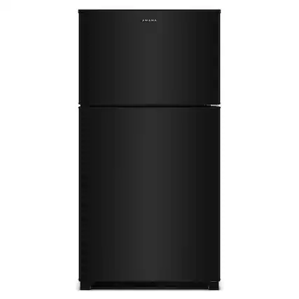 Front. Amana - 33 in. Wide 21.3 cu. ft. Top-Freezer Refrigerator With Dual Crisper Drawers - Black.