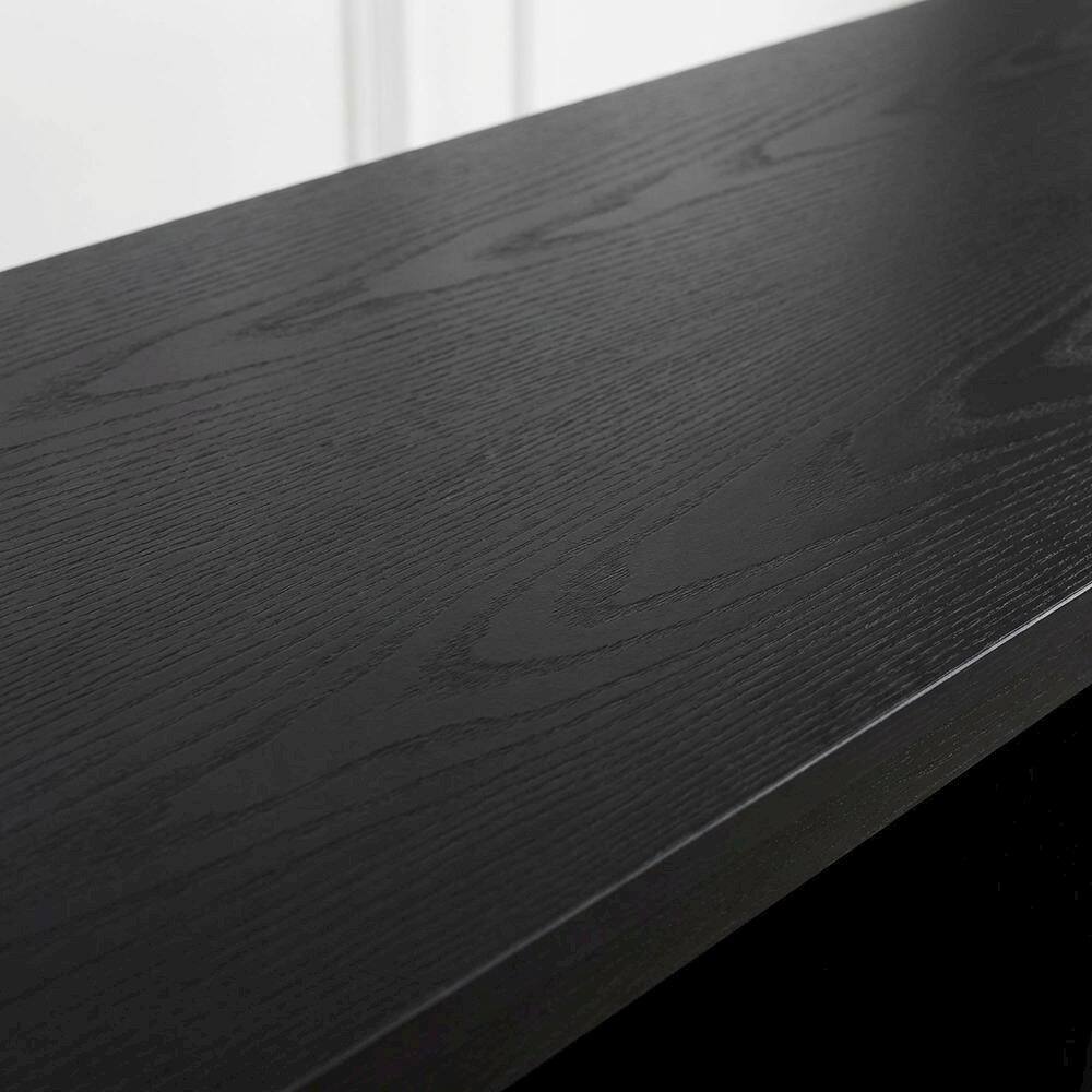 Alt View 4. FurniFact - Black wood TV stand, adjustable shelves, 65-inch televisions, modern style - Red.