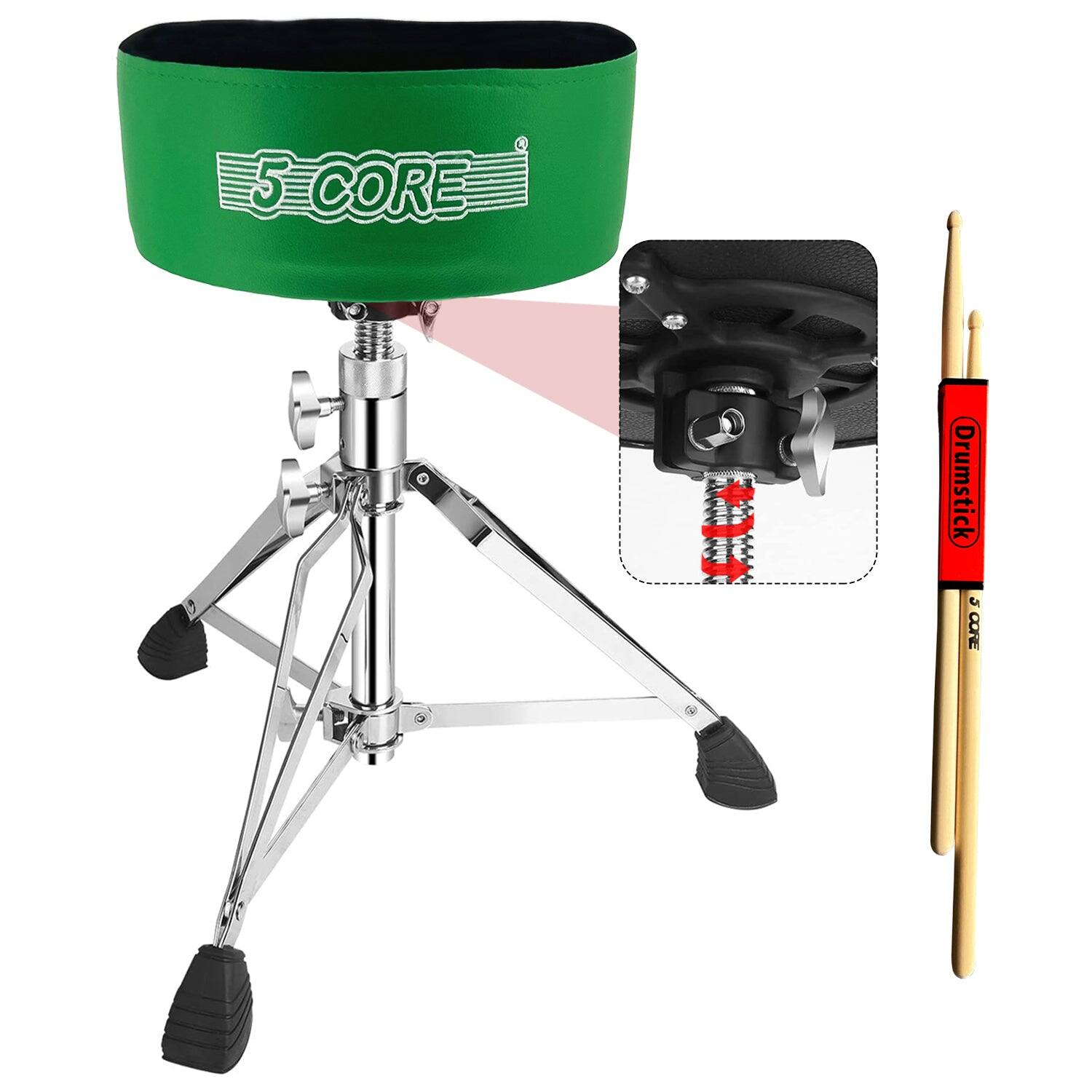 "5 CORE - Drum Throne 5"" Padded Guitar Stool Adjustable Heavy Duty Music Chair Seat w Luxury Velvet Top - Dark Green" price history on PriceWatchPro