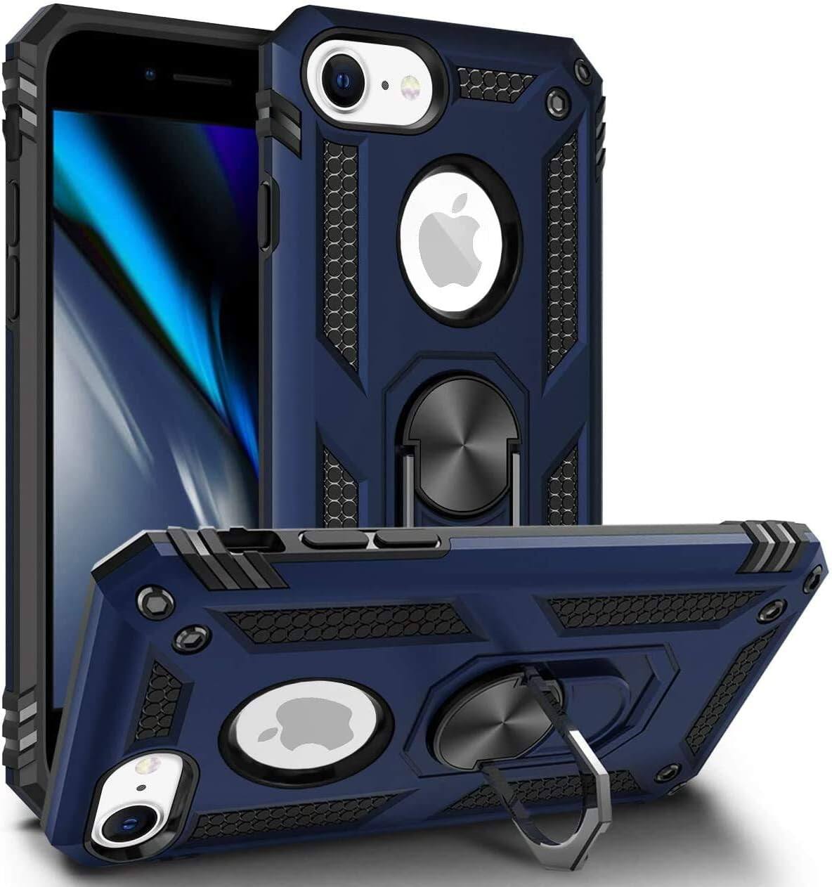 Entronix - Dual-Layer Protective Case for iPhone 8, 7, and SE - Gripstand Technology - Navy