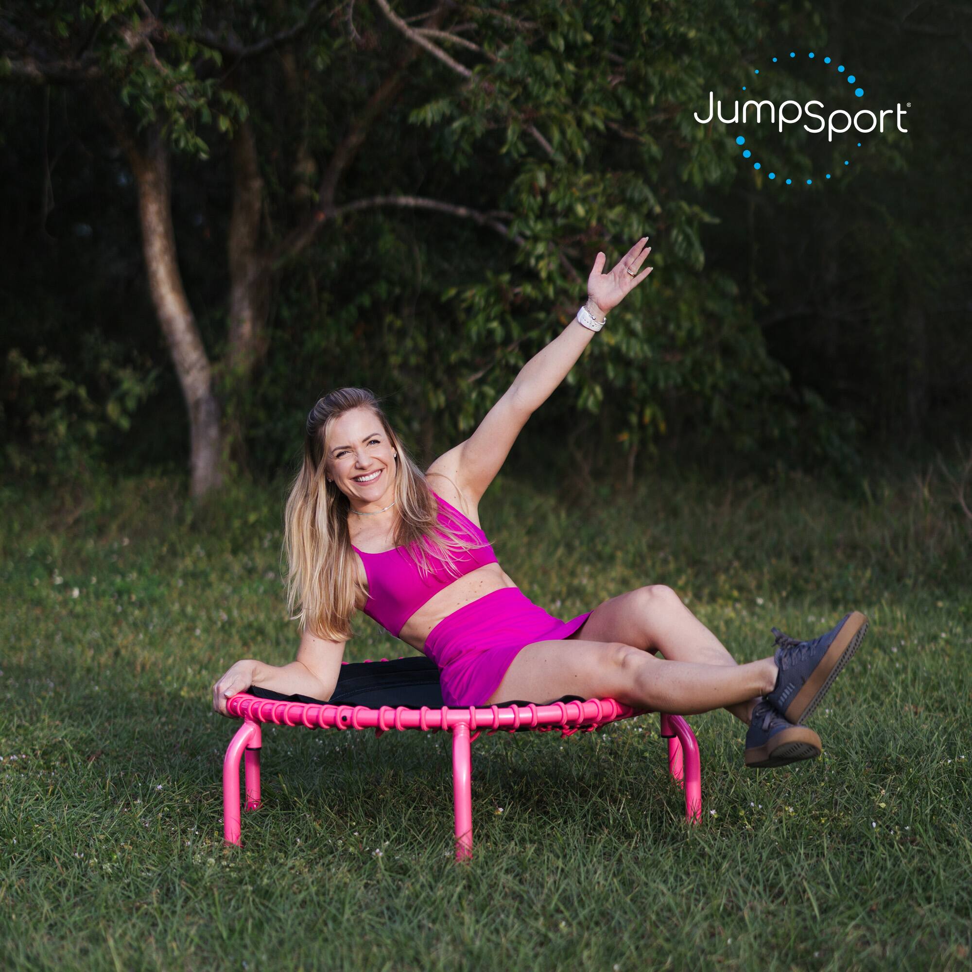 Alt View 5. JumpSport - JumpSport 350 PRO Fitness Trampoline, Cardio Workout Equipment, 39 Inch, Blossom - Black, Pink.