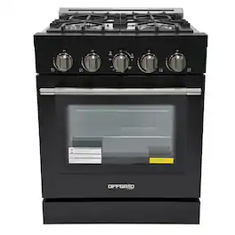 Unique Appliances - Off-Grid 30 in. Wide 4 Burner 5.1 Cu. Ft. Freestanding LP Gas Range with Waist-High Broiler and Manual Clean - Black