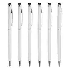 Front. Unique Bargains - 6pcs 2-in-1 Metal Ballpoint Pen & Retractable Stylus for All Capacitive Touch Screen - White.