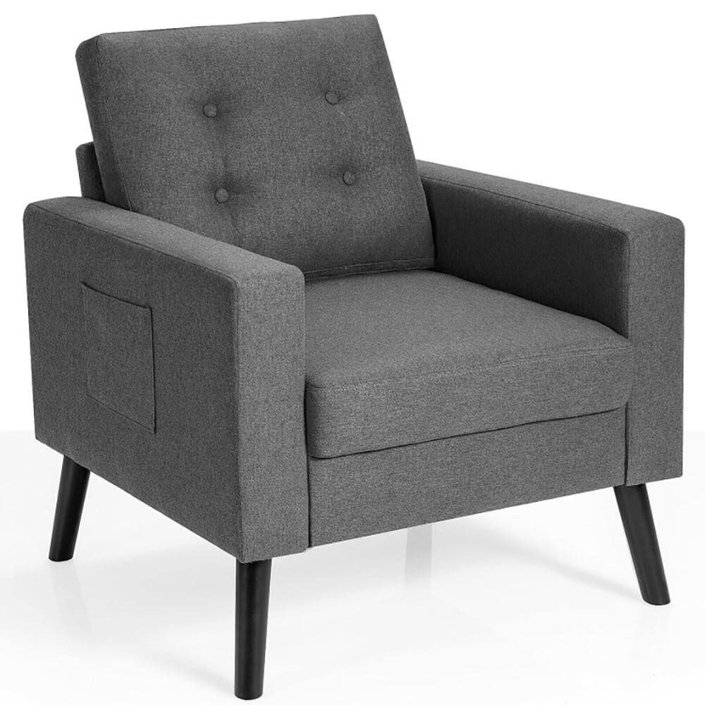 Back. Kadyn - Lounge Chair, Accent Armchair Leisure Chair, Suitable for Home Decor & Daily Use - Gray.