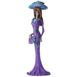 Pacific Trading - Purple Fascinator Hat Skeleton Lady Day of the Dead Dia de los Muertos Figurine