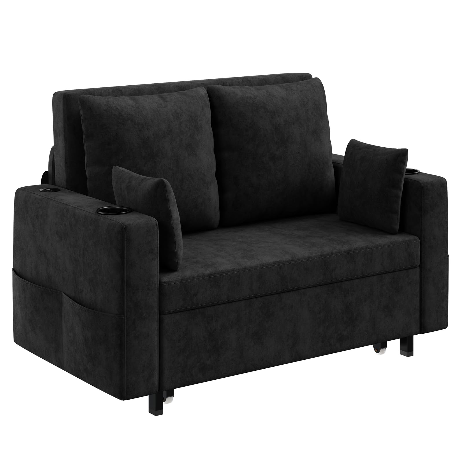 Alt View 1. Jojoka - 3 in 1 Convertible Sleeper Sofa Bed Loveseat Couch, Full Size Sofa, Love Seat Pull Out Bed - Black.