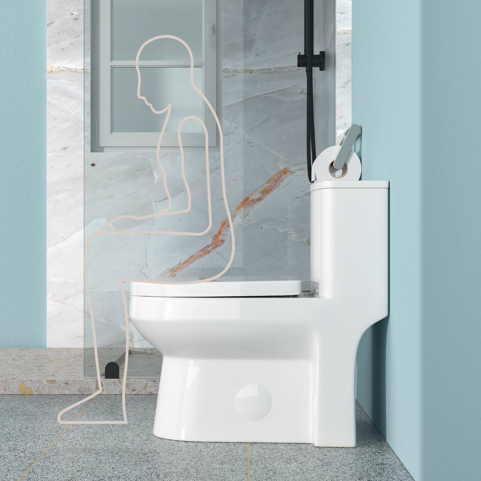 Alt View 1. TinyHomie - Ceramic One Piece Toilet for Bathroom 12 inch Rough In 1116 GPF Dual Flush with Soft Closing Seat Powerful Dual Flush - White.