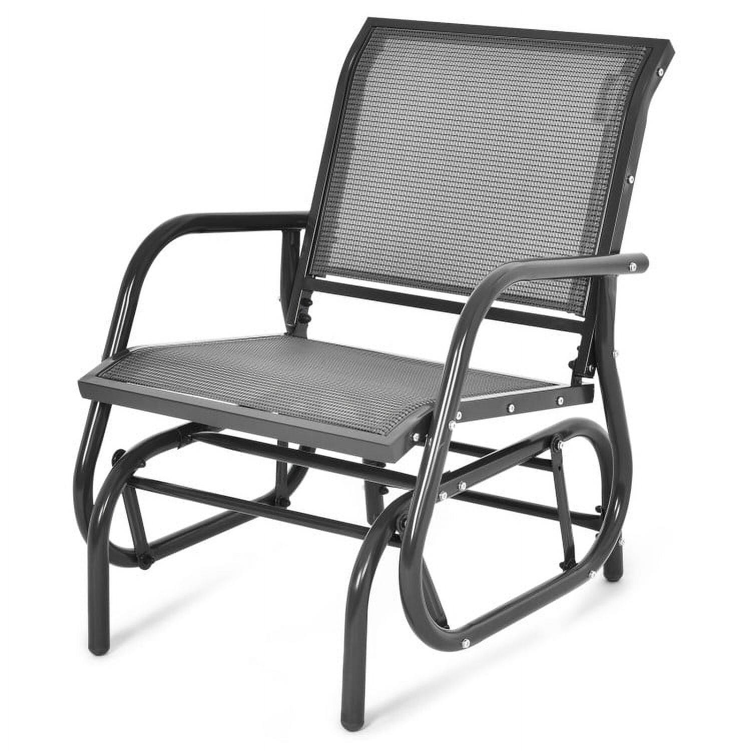 Alt View 6. Kadyn - Outdoor ArmrestBrownOutdoor Cushion LawnOutdoor Garden Gray Single Swing Glider Rocking Chair with Glider Rocking Chair - Gray.