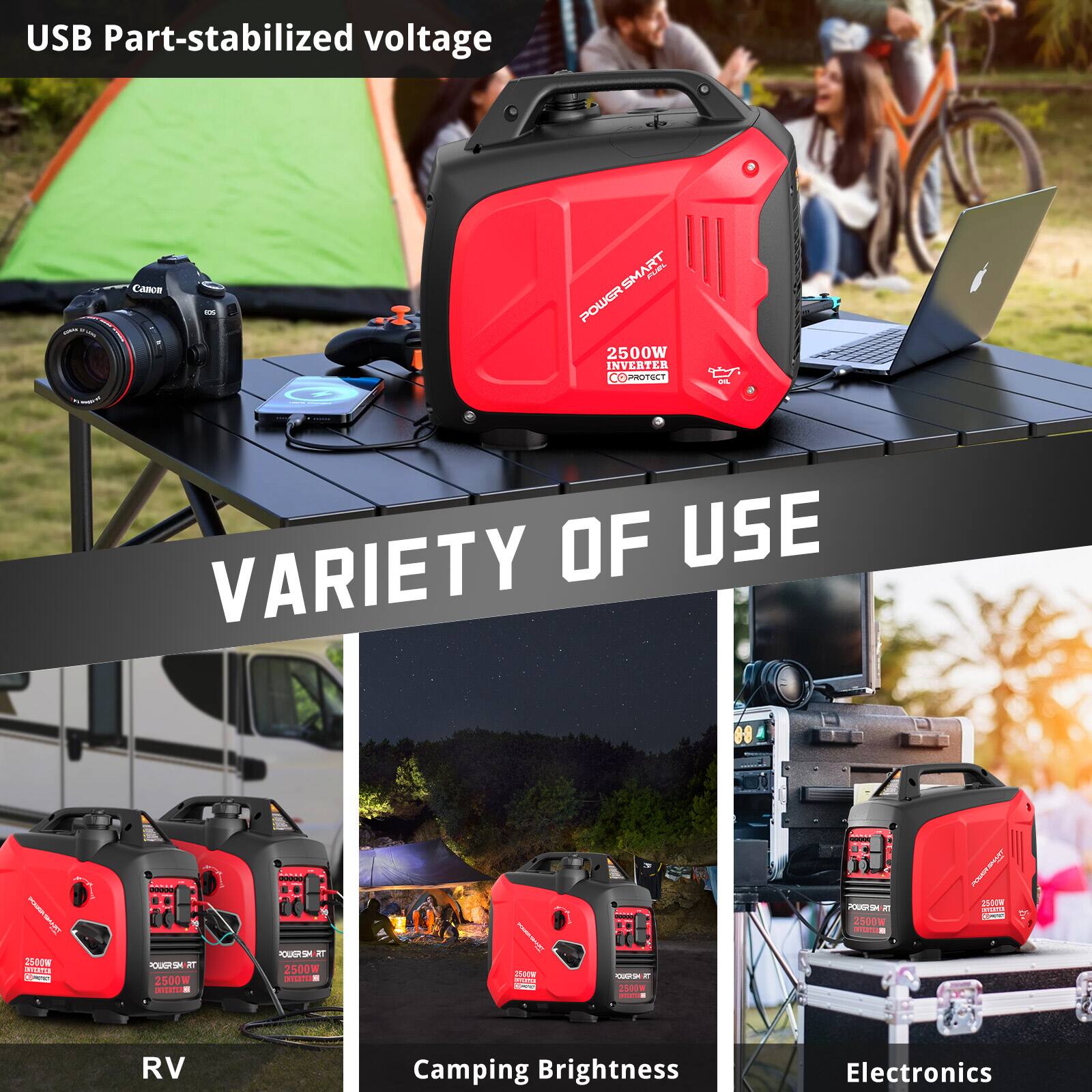 USB Part-stabilized voltage

VARIETY OF USE

RV  
Camping Brightness  
Electronics