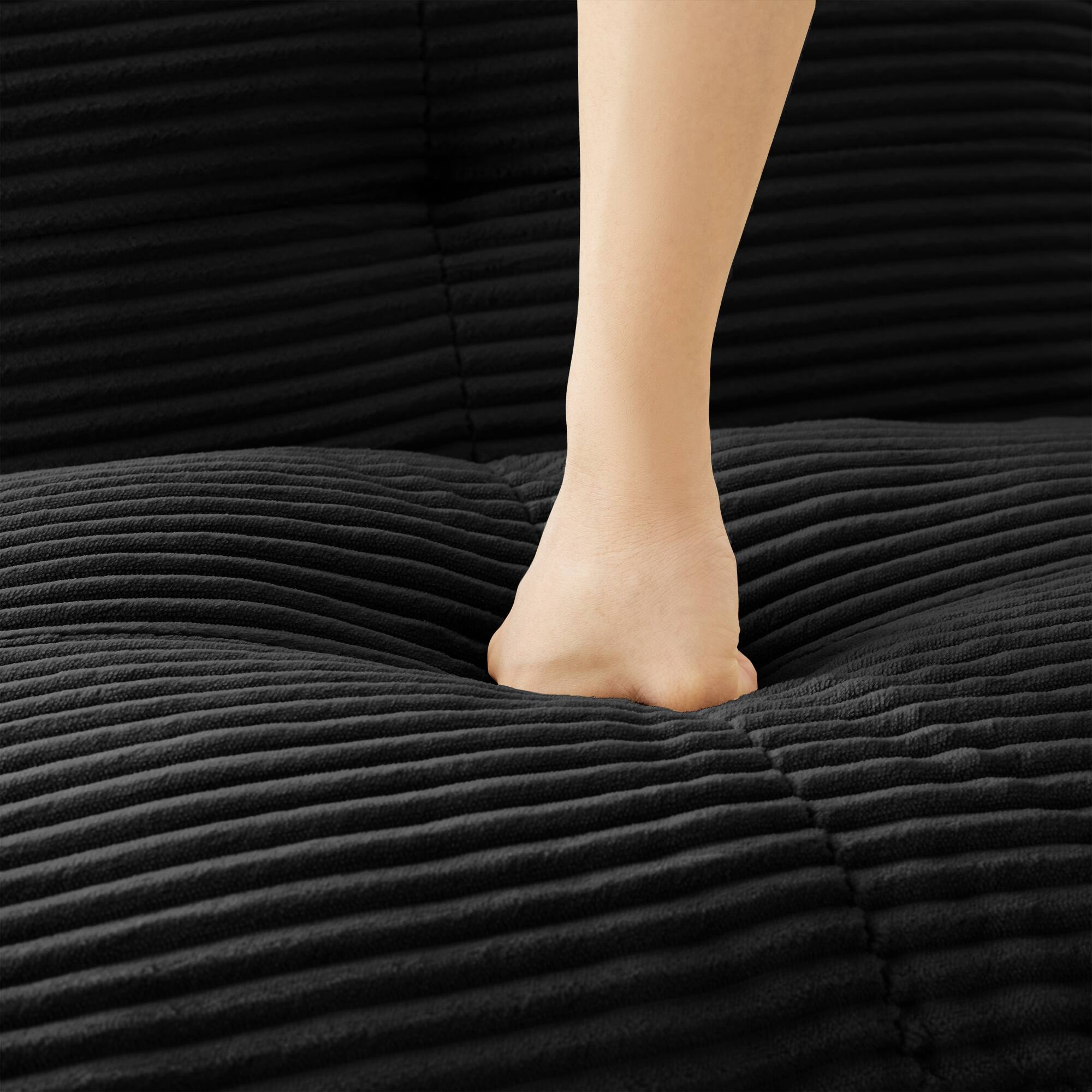 Alt View 7. LOVMOR - 4 Seater Corduroy Sectional Couch U Shaped Modular Deep Seat Storage Ottoman No Assembly Tufted For Soft TV XL - Black.