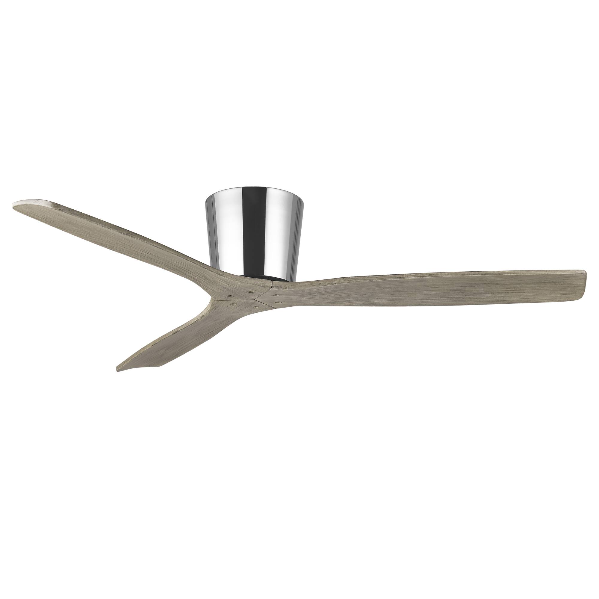 Alt View 1. Parrot Uncle - 54" Modern Solid Wood Blades 6 Speed Flush Mount Low Profile Ceiling Fan with Remote, No Light - Chrome.
