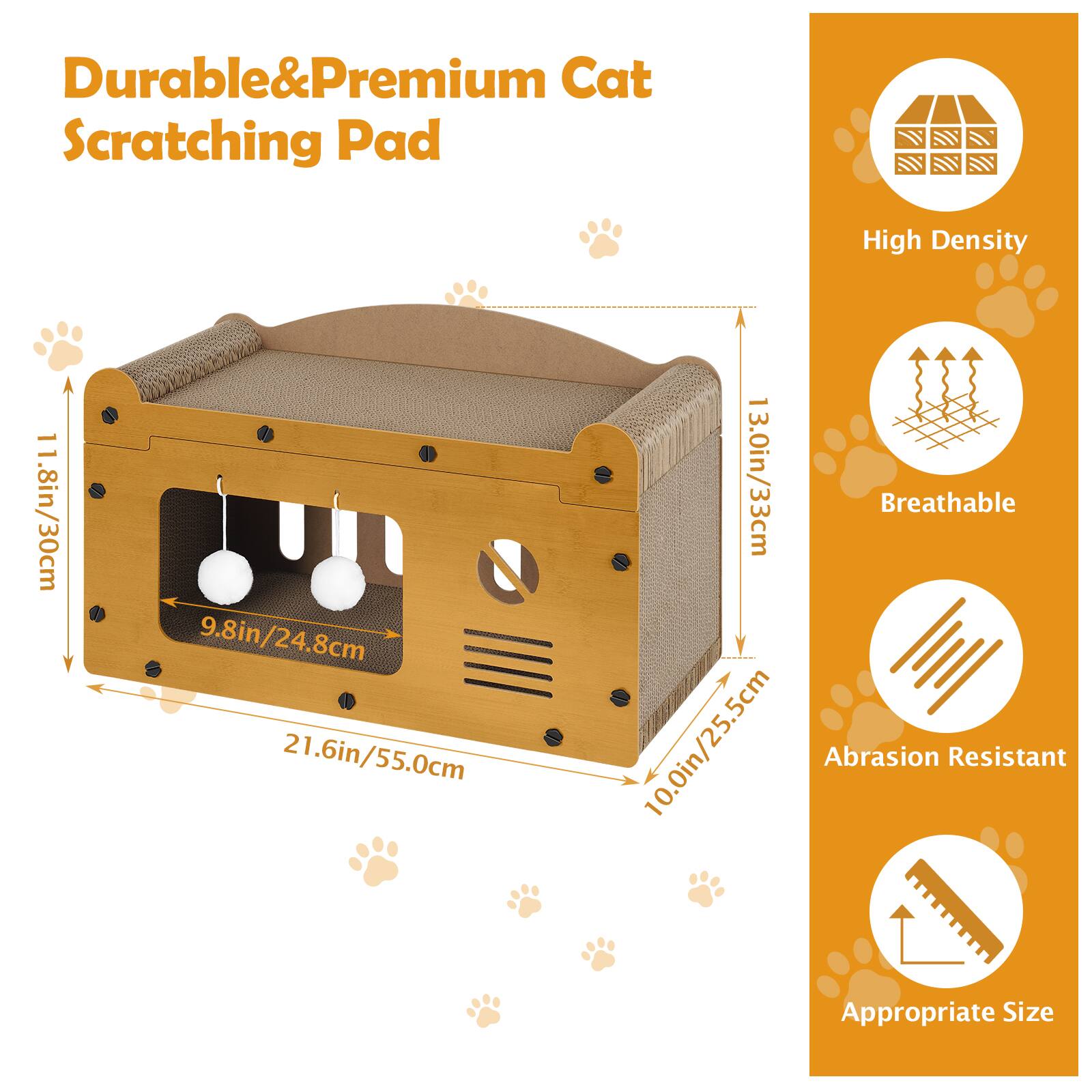 Durable & Premium Cat Scratching Pad

- High Density
- Breathable
- Abrasion Resistant
- Appropriate Size

Dimensions:
- 11.8in / 30cm
- 9.8in / 24.8cm
- 21.6in / 55.0cm
- 13.0in / 33cm
- 10.0in / 25.5cm
