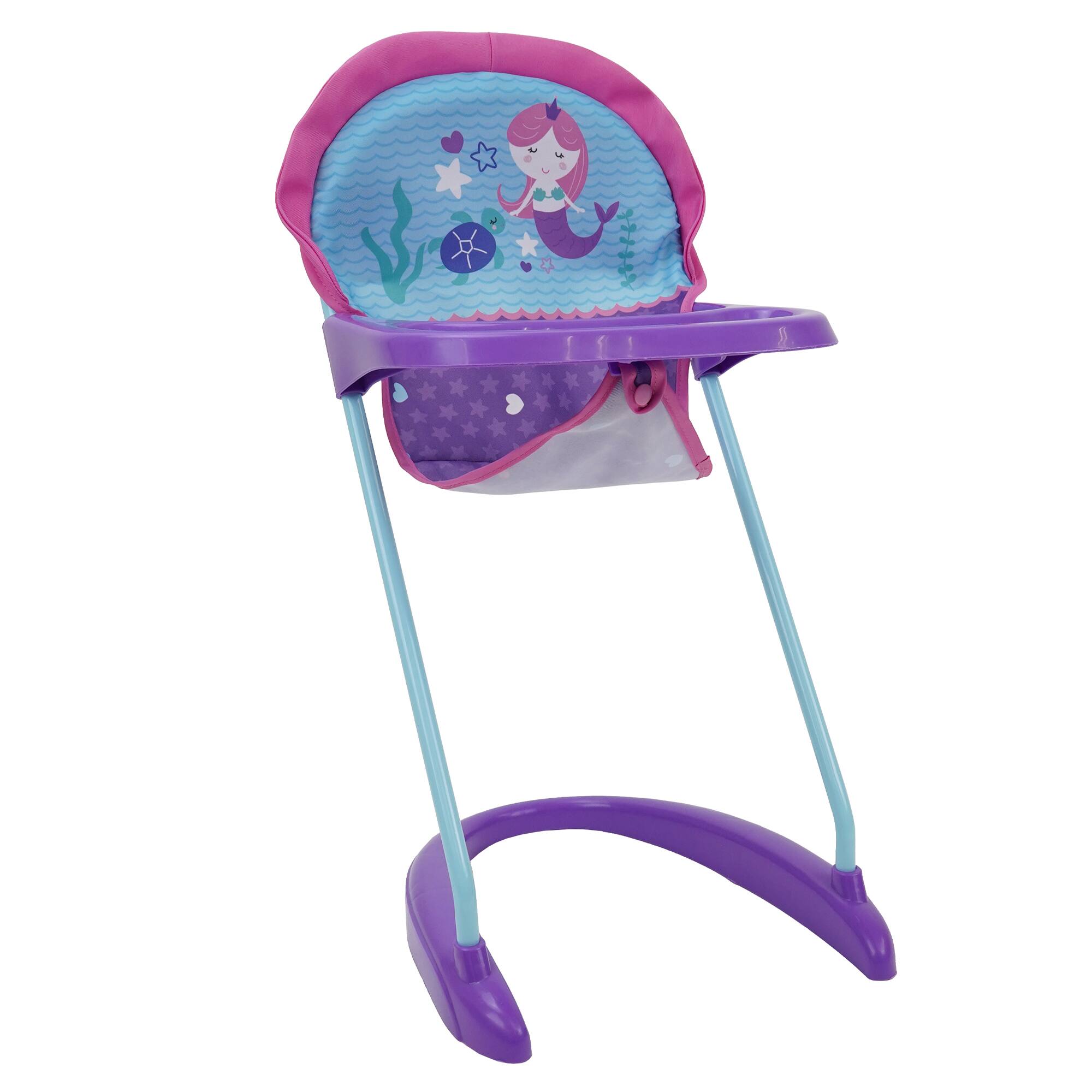 Left. 509 Crew - Mermaid Doll Highchair - Kids Pretend Play Highchair w/ Front Tray  3+.