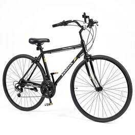 Costway - 700C Hybrid Bike for Men Women Adult, 18-Speed Shimano Drivetrain, Phone Holder - Black