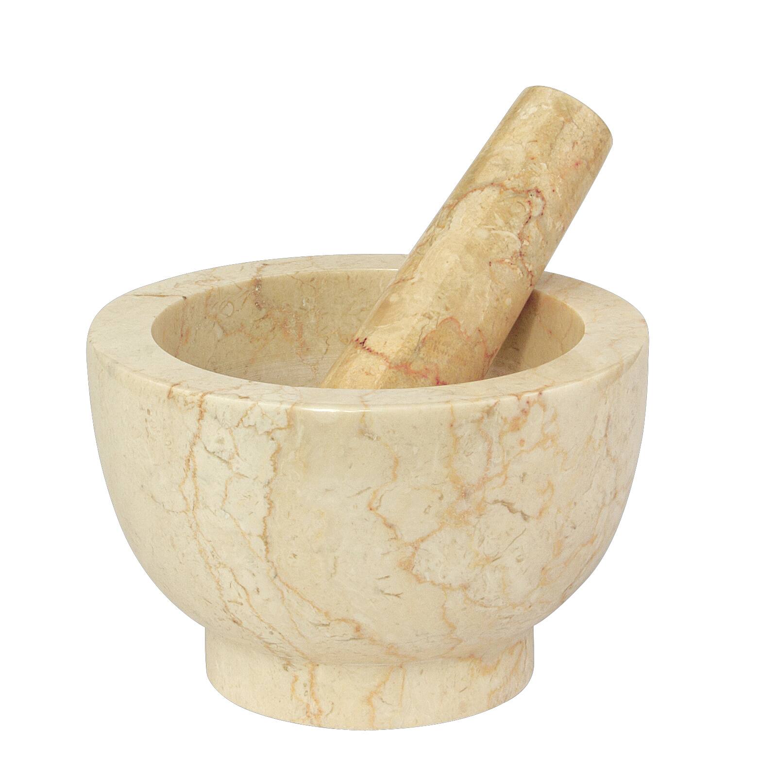 Alt View 1. Cilio - Champagne Marble Mortar & Pestle, 4-Inch Height - White.