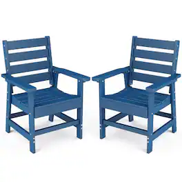 FODINGHILL - 2-Piece Outdoor dining Chair, Premium HDPE Patio Chair with Armrests, All-Weather Comfort for Backyard, Deck & Poolside - Blue