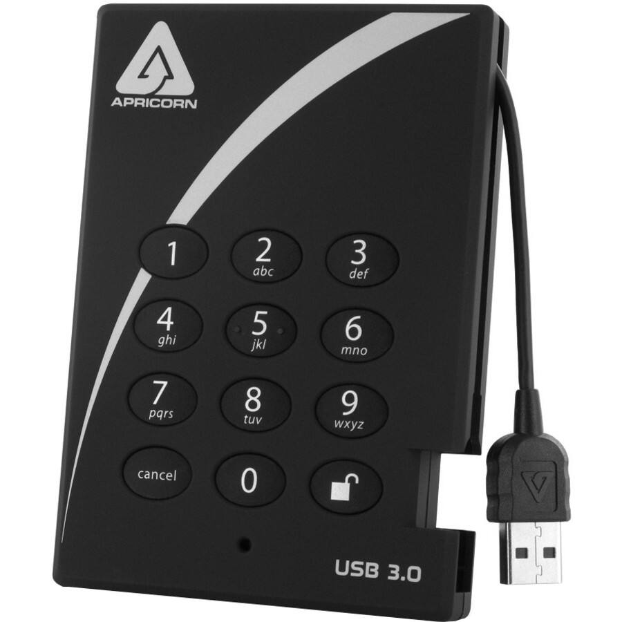 APRICORN

1 abc  
2 def  
3 ghi  
4 jkl  
5 mno  
6 pqrs  
7 tuv  
8 wxyz  
cancel 0  

USB 3.0