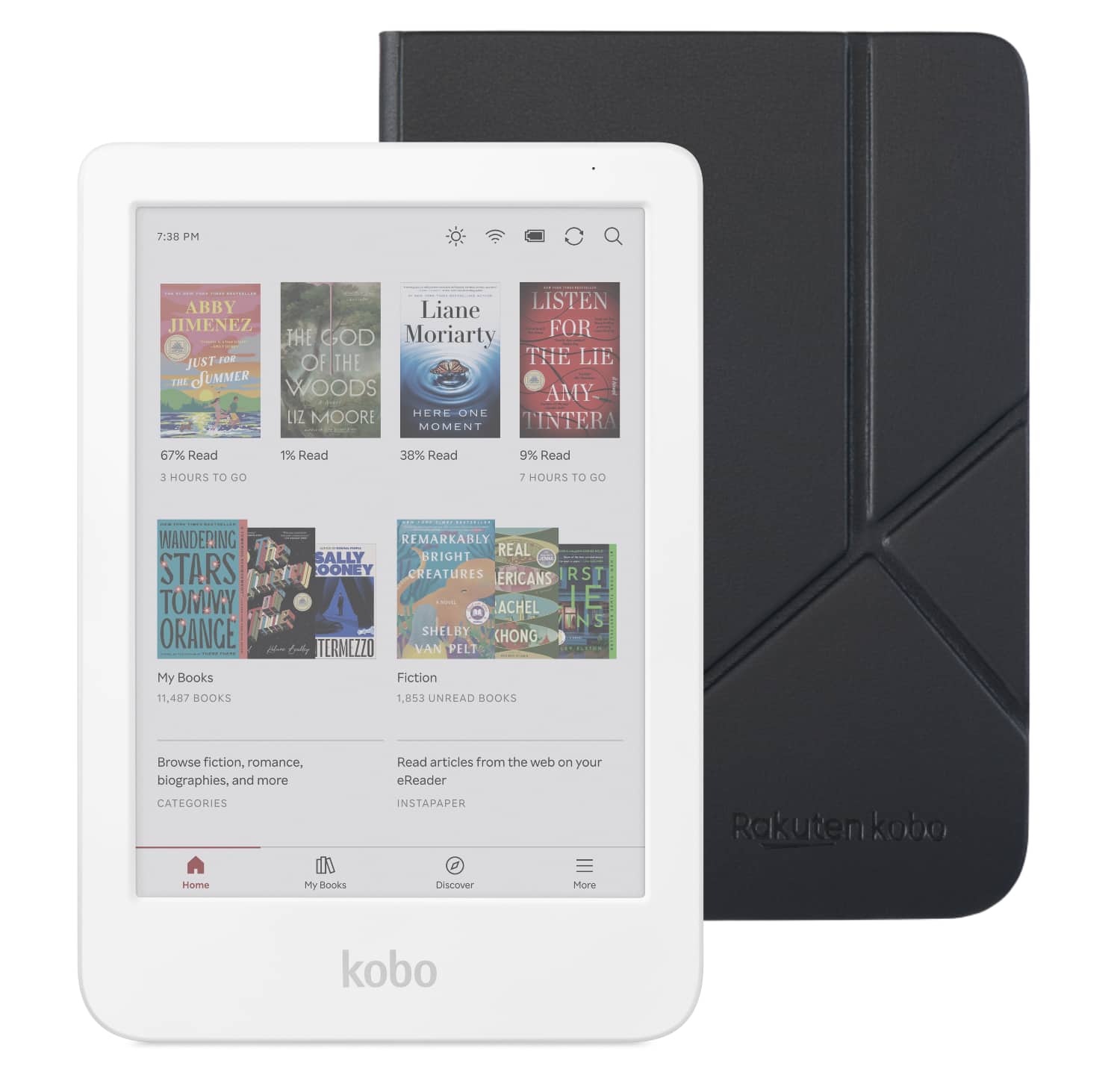 Kobo - Clara Colour eReader (White) with Bundle - 2025 - Black SleepCover
