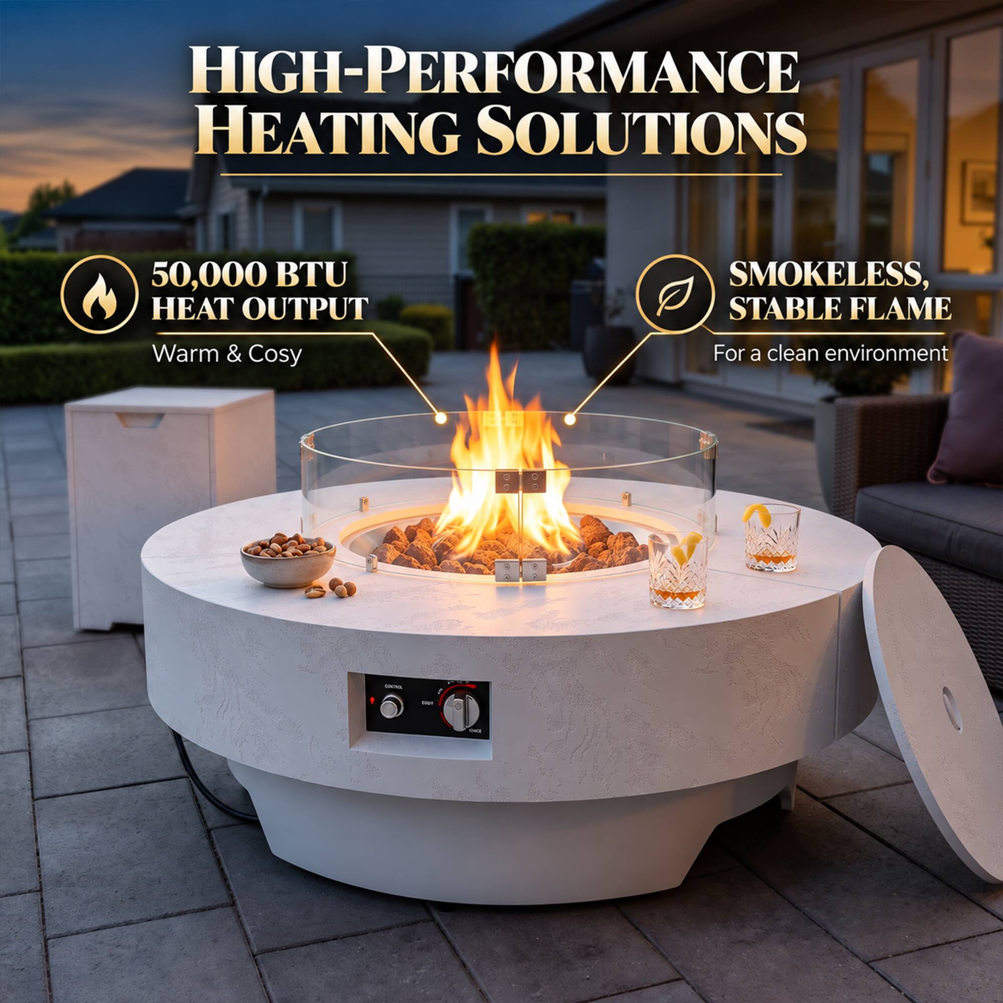 HIGH-PERFORMANCE HEATING SOLUTIONS

50,000 BTU HEAT OUTPUT
Warm & Cosy

SMOKELESS, STABLE FLAME
For a clean environment