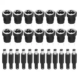 Unique Bargains - 30pcs DC5521 Female Jack with Dust Plug + 30pcs DC5521 Male Plug for Guitar/Car Audio/Power Supply - Black